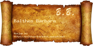 Balthes Barbara névjegykártya